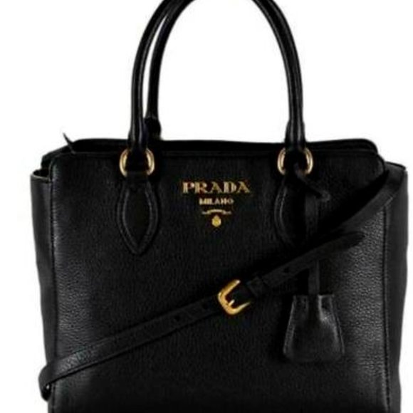 Prada Handbags - Prada Vitello Phenix Black Leather Tote